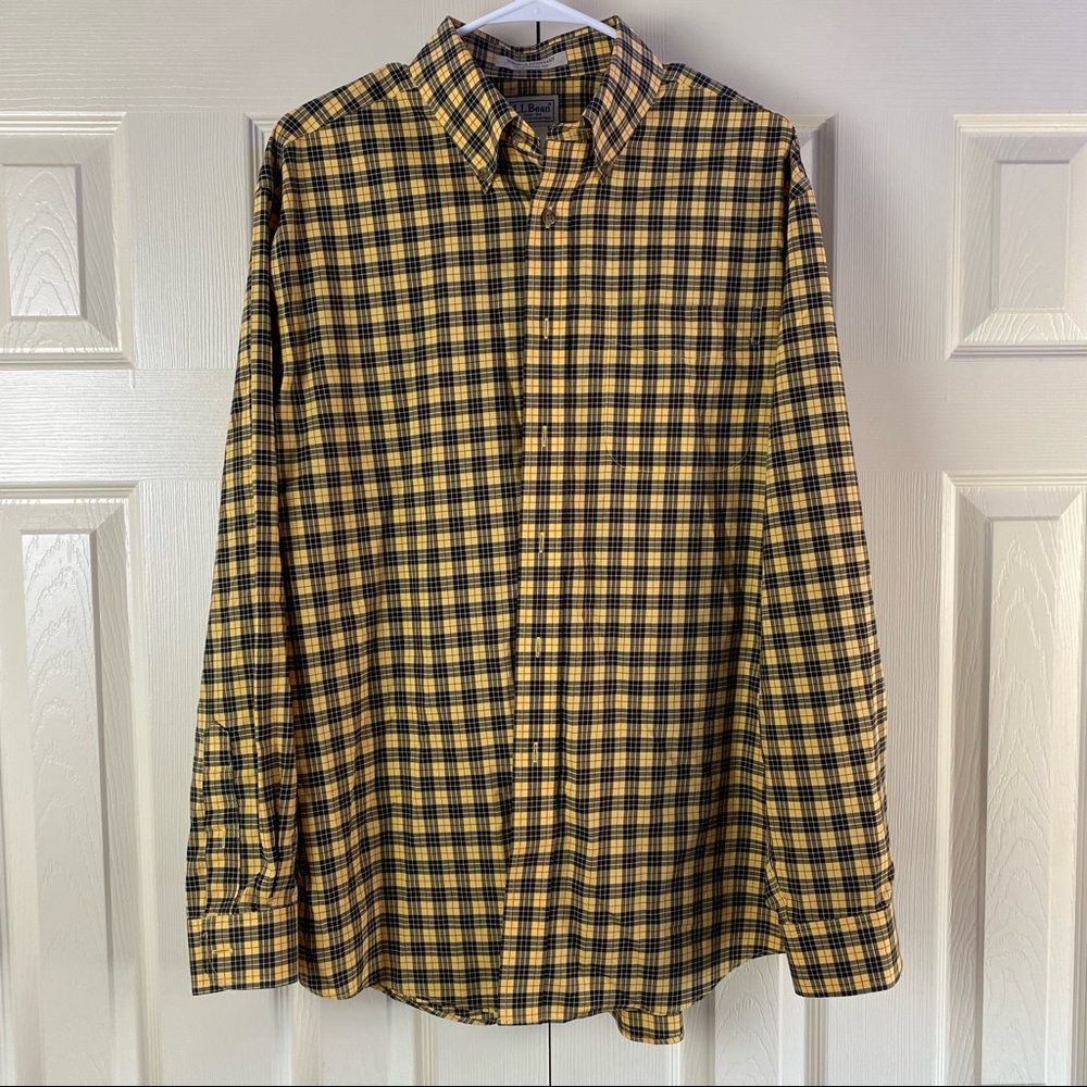 L.L. Bean Men's Flannel Button Down Long Sleeve Plaid Shirt Large Regular